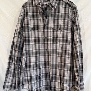 Express Button Up Shirt Men’s Large L Multicolor Plaid Long Sleeve Pocket Cotton